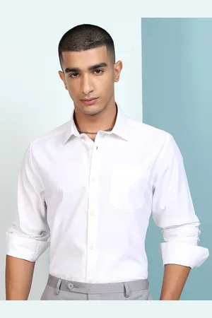 Fab Star Men Spread Collar Solid Cotton Formal Shirt