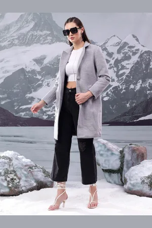 KOTTY Women Notched Lapel Cotton Single-Breasted Overcoat