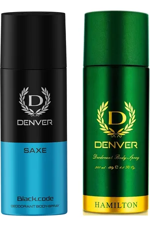 Denver Men Set of 2 Long Lasting Deodorant Spray - Hamilton 200ml & Saxe Black.Code 150ml