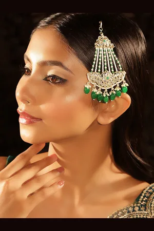 Priyaasi Gold-Plated Kundan Studded Jhumar Passa Head Jewellery