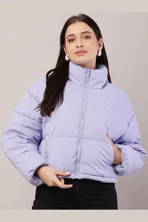 NoBarr Women Mock Collar Solid Casual Puffer Jacket