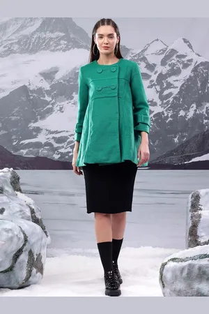KOTTY Women Double-Breasted Hip Length Overcoat