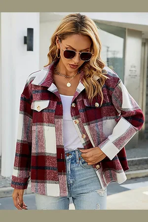 JC Mode Women Checked Spread Collar Shackets