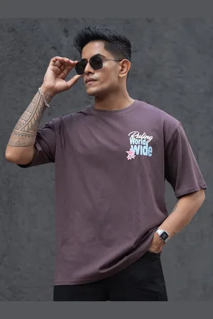 Powerlook Men Typography Printed Round Neck Cotton Oversized T-shirt