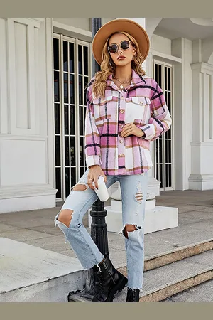 JC Mode Women Checked Spread Collar Shackets