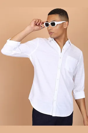Fab Star Men Spread Collar Solid Cotton Casual Shirt