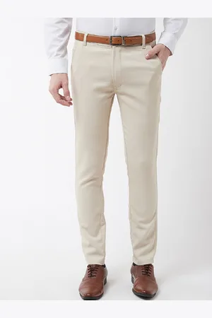 SOJANYA Men Beige Smart Trousers