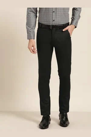SOJANYA Men Black Smart Regular Fit Solid Formal Trousers