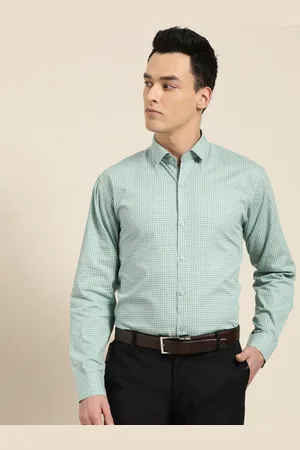 SOJANYA Men Green & Blue Classic Regular Fit Printed Formal Shirt