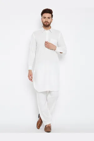 SOJANYA Men White Solid Kurta with Salwar