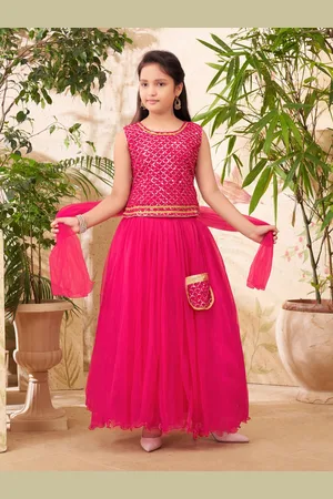 Sangria Girls Sequinned Embroidered Lehenga Choli With Dupatta & Attached Bag