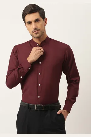 SOJANYA Men Maroon Classic Regular Fit Cotton Linen Semi Formal Shirt