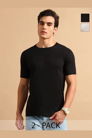 Bushirt Men Pack Of 2 Solid Round Neck Cotton T-shirts