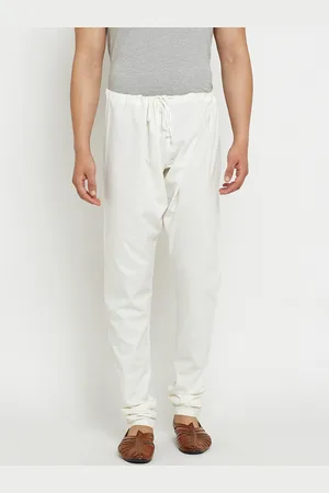 SOJANYA Men Off-White Solid Dupion Silk Pyjamas