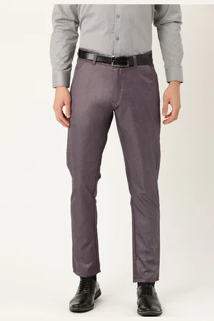 SOJANYA Men Purple Smart Regular Fit Solid Formal Trousers