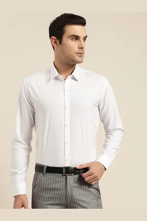 SOJANYA Men White Classic Regular Fit Solid Formal Shirt