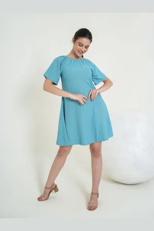 PURVAJA Women Boat Neck A-Line Dress