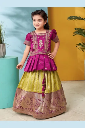 Sangria Girls Embroidered Lehenga With Blouse