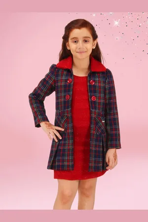 CUTECUMBER Girls Print Applique Woollen Jumper Dress