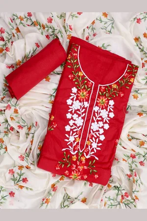 SALWAR STUDIO Embroidered Pure Cotton Unstitched Dress Material