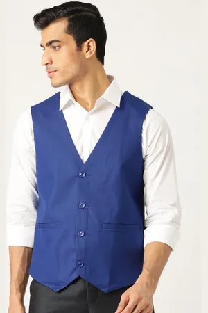 SOJANYA Men Blue Solid Waistcoat