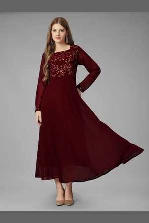 SHIJILA Women Floral Embroidered Fit & Flared Maxi Dress