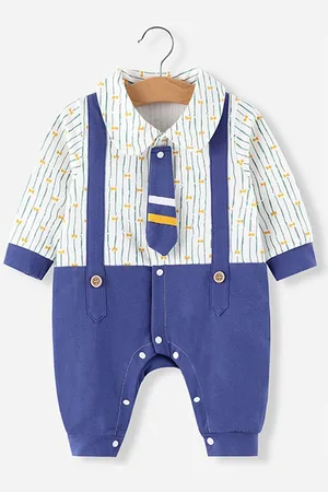 Bold N Elegant Infants Kids Printed Cotton Attached Tie Romper