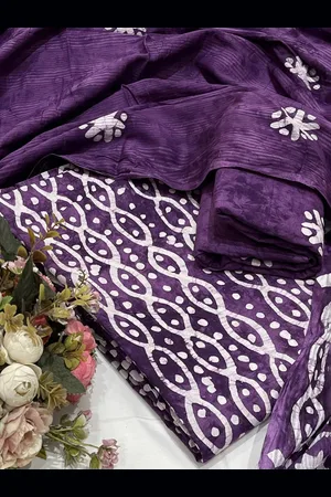 SALWAR STUDIO Batik Printed Pure Cotton Unstitched Dress Material