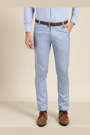 SOJANYA Men Blue Smart Fit Solid Formal Trousers