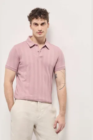 The Bear House Men Self Design Polo Collar Cotton T-shirt