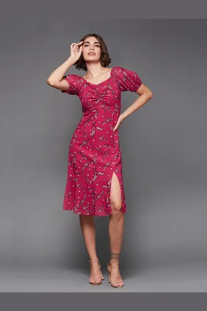 Miss Chase Women Floral Printed Georgette Fit & Flare Midi Dress