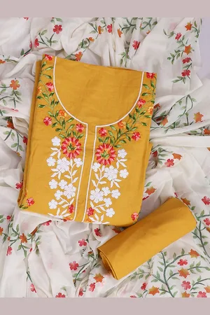 SALWAR STUDIO Embroidered Pure Cotton Unstitched Dress Material