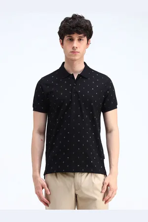 Flying Machine Men Geometric Printed Polo Collar Cotton T-shirt