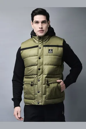 Woodland Men Mandarin Collar Solid Casual Puffer Jacket