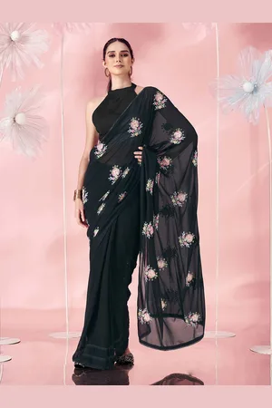 Tikhi Imli Floral Embroidered Beads and Stones Saree