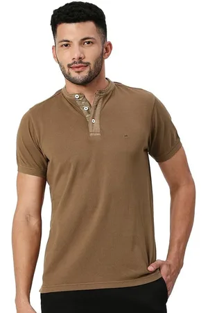 Basics Men Solid Polo Collar Cotton T-shirt