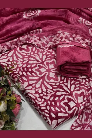 SALWAR STUDIO Batik Printed Pure Cotton Unstitched Dress Material