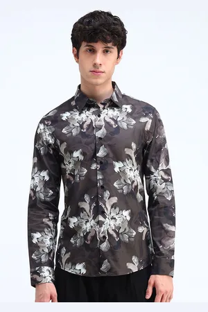 Flying Machine Men Slim Fit Spread Collar Floral Printed Cotton Casual Shirt