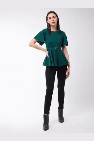 Miss Chase Women Upon The Midnight Clear Belted Peplum Top