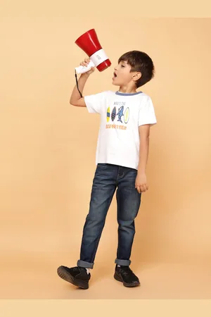 TALES & STORIES Boys Slim Fit Light Fade Stretchable Jeans