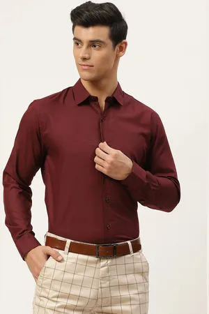 SOJANYA Men Maroon Classic Cotton Formal Shirt