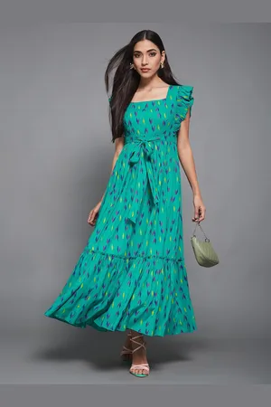 Miss Chase Women Printed Fit and Flare Maxi Dress