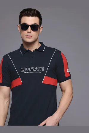 DUCATI Brand Logo Printed Polo Collar T-shirt