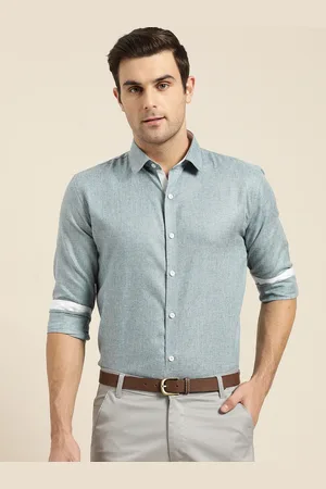 SOJANYA Men Teal Blue Classic Regular Fit Solid Formal Shirt