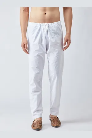 SOJANYA Men White Solid Pyjamas