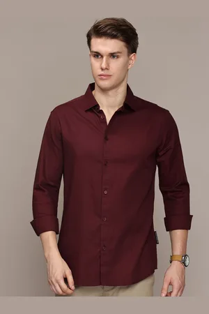 French Connection Men Premium Spread Collar Solid Cotton Slim Fit Casual Shirt