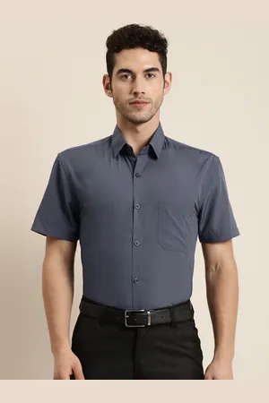 SOJANYA Men Charcoal Grey Classic Regular Fit Solid Pure Cotton Formal Shirt