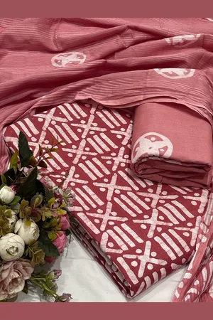 SALWAR STUDIO Geometric Printed Pure Cotton Unstitched Dress Material