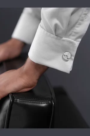 Police Stainless Steel Round Striped Cufflink
