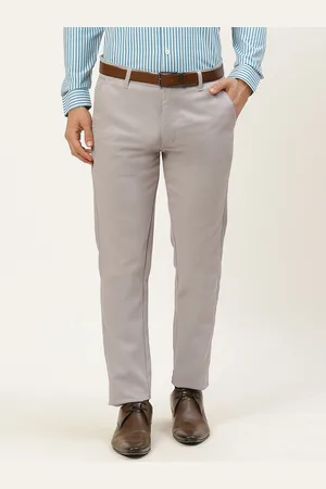 SOJANYA Men Grey Textured Formal Trousers